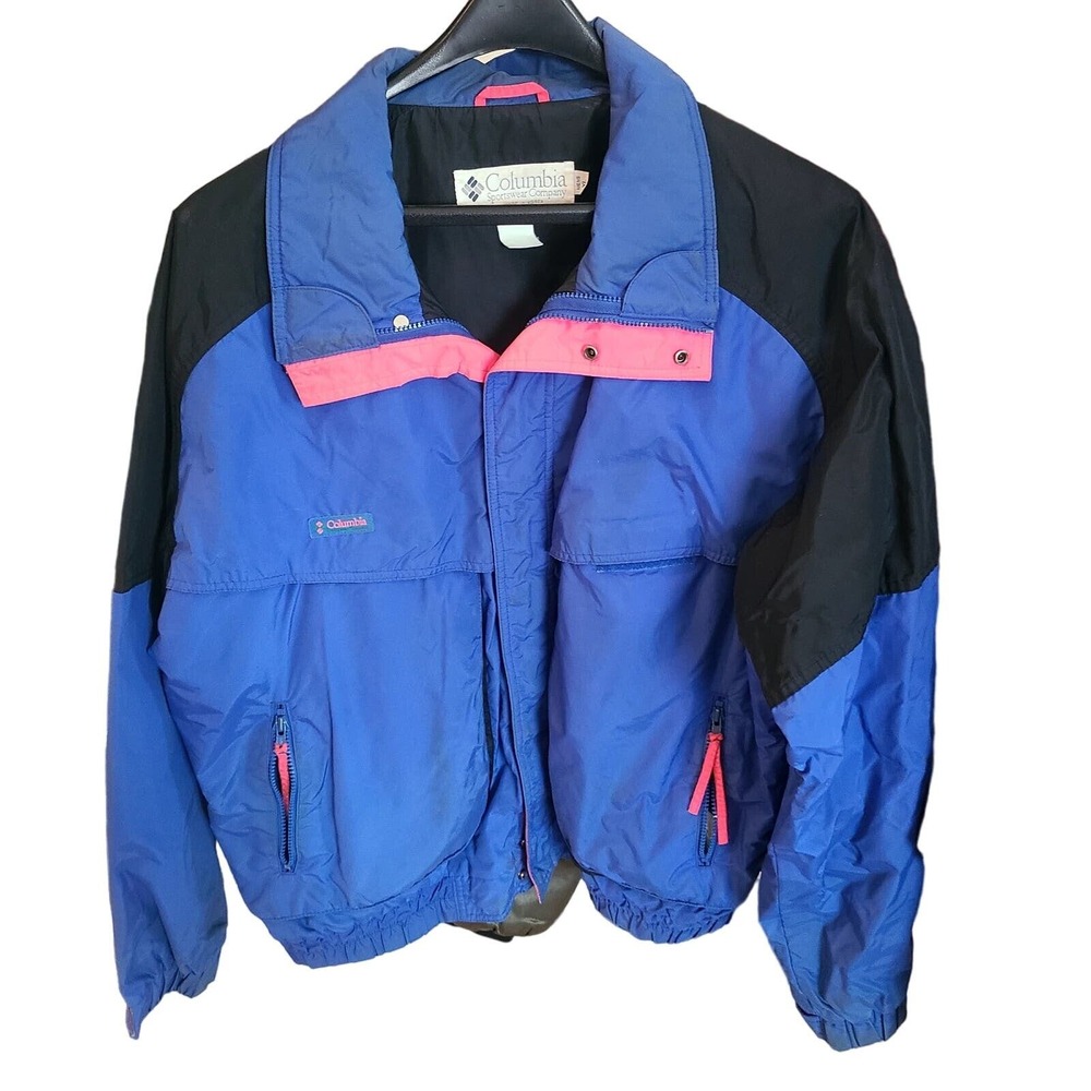 Columbia Men's Vintage Jacket Size XL Ski Blue Black Pink Powder Keg 80's 90's